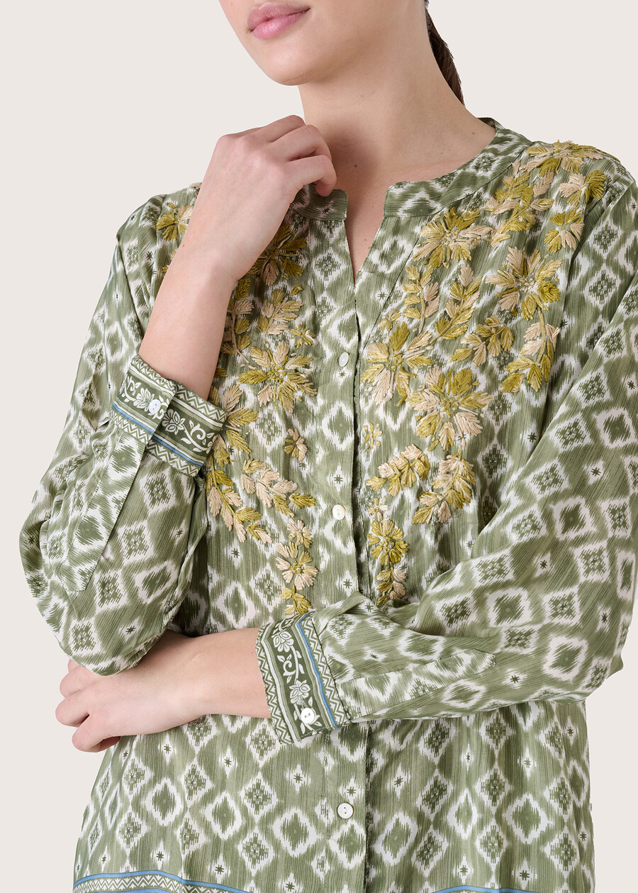 Celine viscose blend blouse VERDE ARGILLA Woman , image number 3