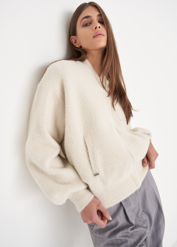 Cardigan Carla in filo BEIGE AVENA Donna null
