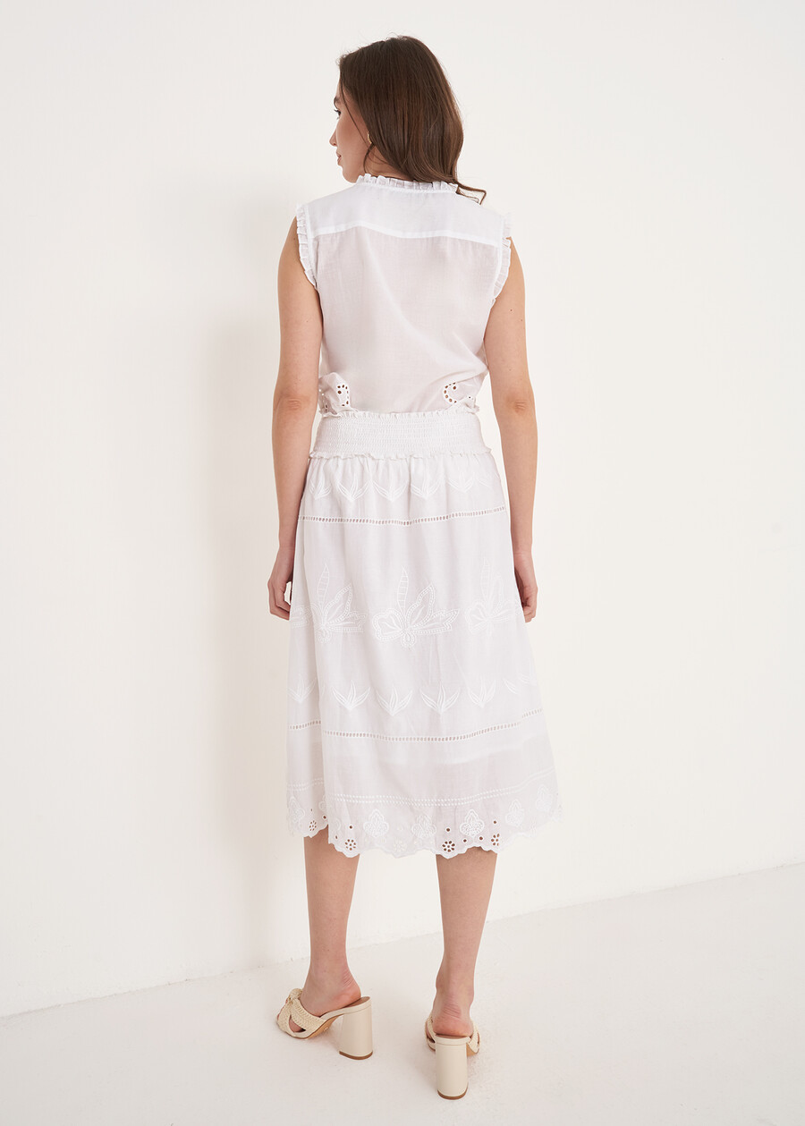 Ginevra 100% Cotton Skirt BIANCO WHITEBLU CELESTE Woman , image number 4