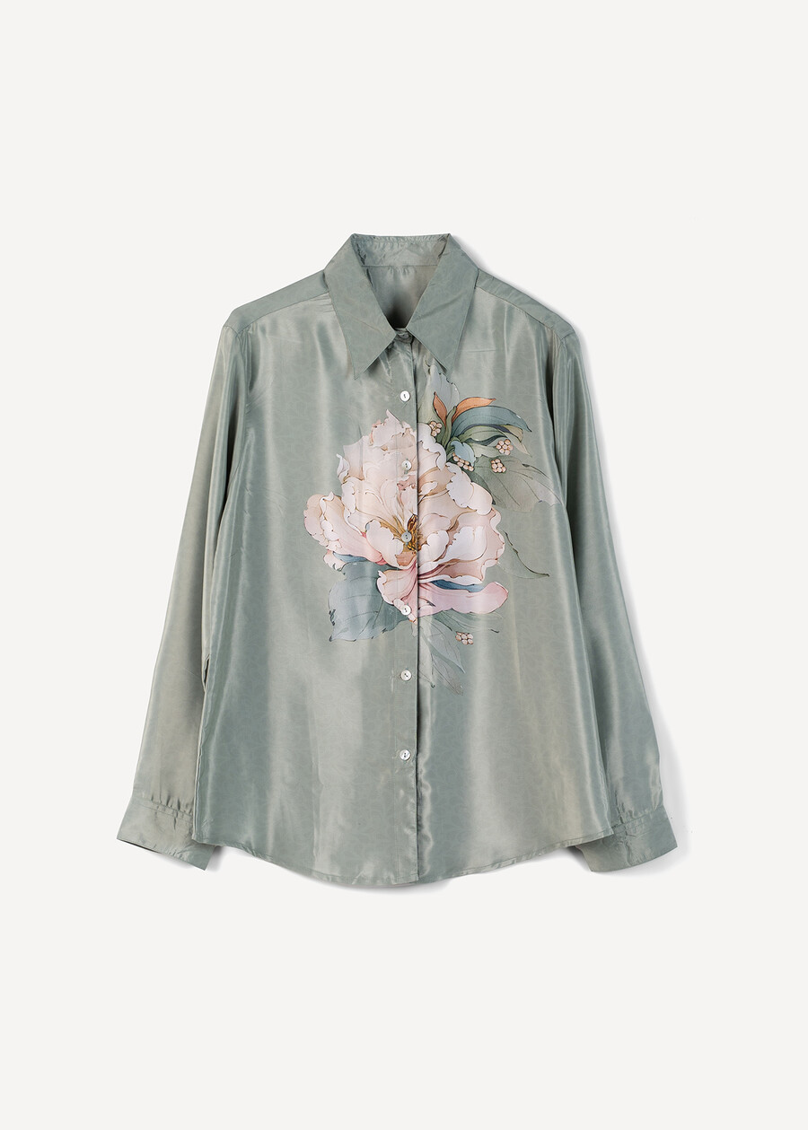Camicia Cledy con stampa maxi fiore VERDE Donna , immagine n. 5