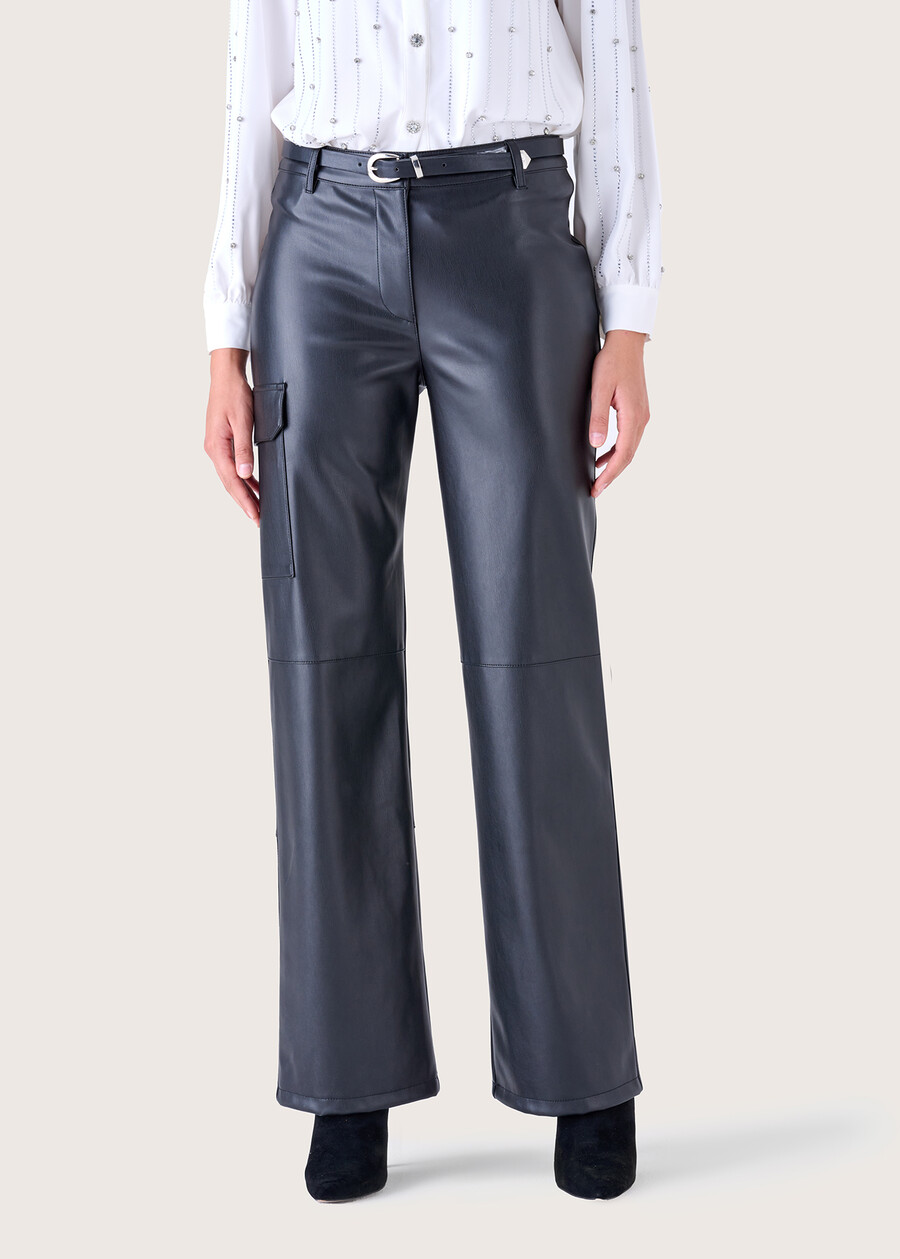 Paige eco-leather cargo trousers NERO BLACK Woman , image number 2