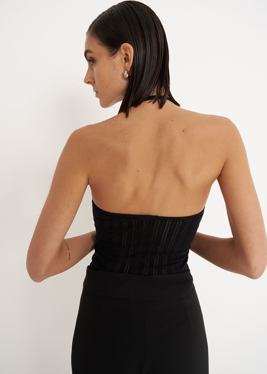 Top Talce effetto calza NERO BLACK Donna , immagine n. 3
