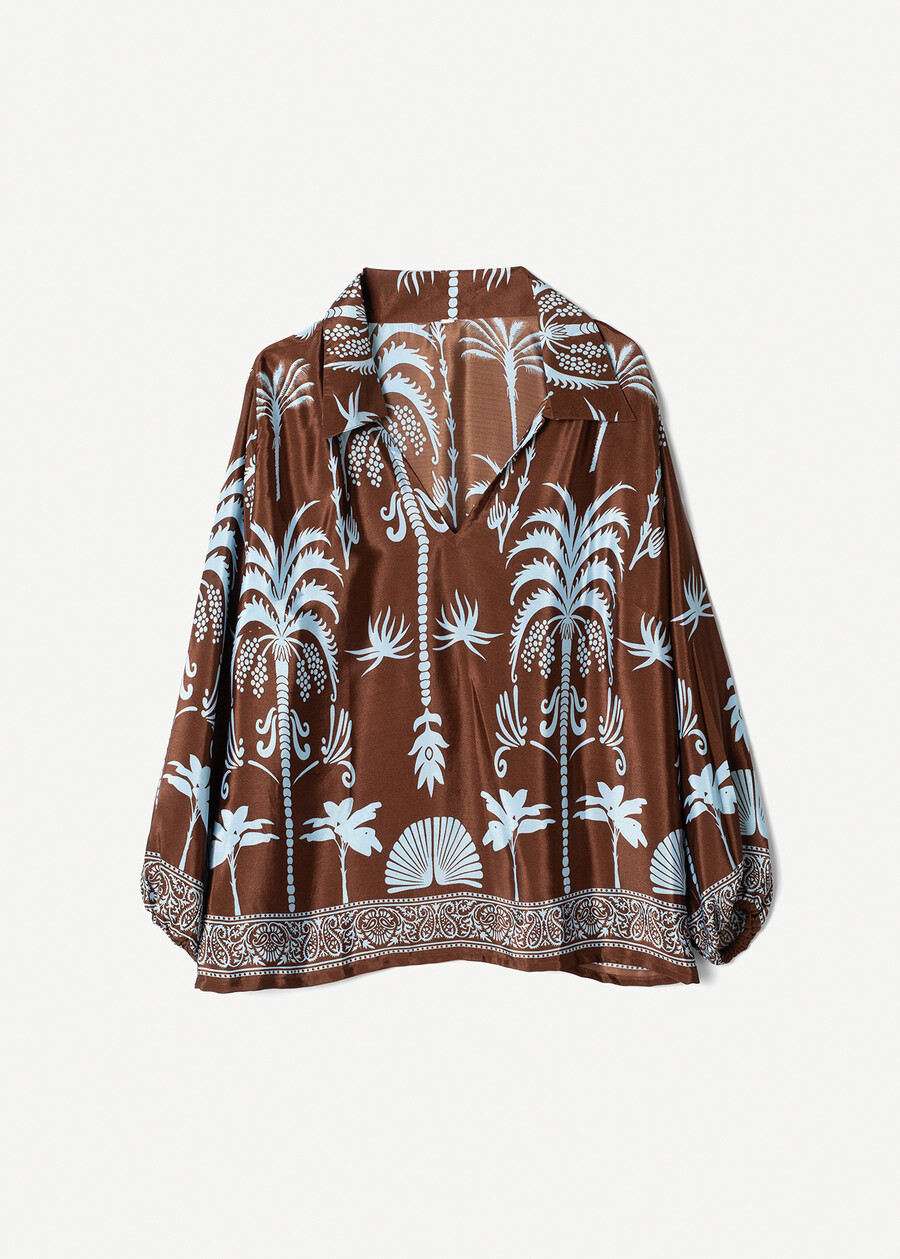 Bernie printed blouse with collar MARRONE TERRA Woman , image number 4