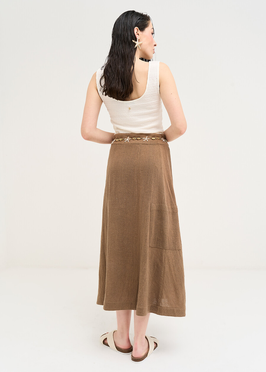 Gonna lunga Gwen in cotone MARRONE Donna , immagine n. 5