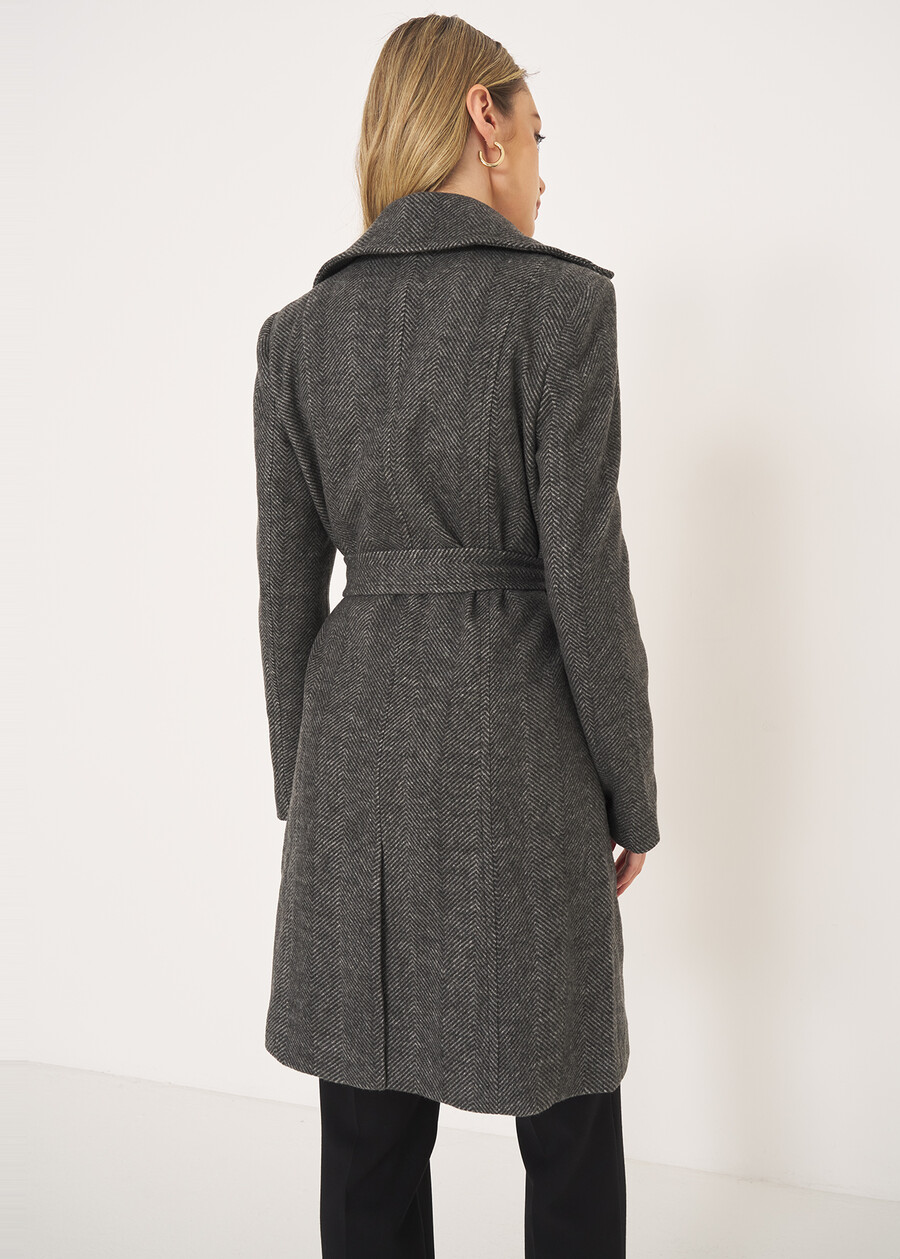 Cappotto Trench Coat-B in panno NERO BLACK Donna , immagine n. 4