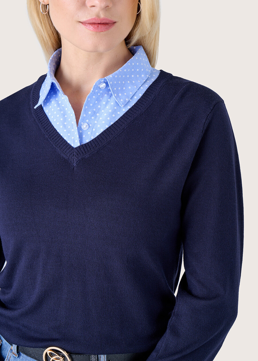 Maia jersey with shirt insert BLU DARK BLUE Woman , image number 2