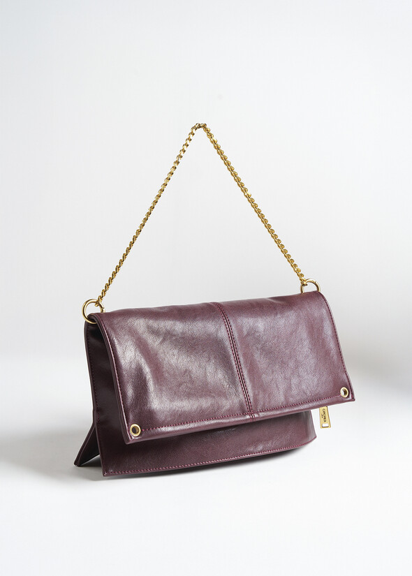 Blondie fold-over faux leather clutch ROSSO CHIANTI Woman null