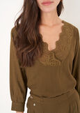 Blusa Blues in viscosa e lino BEIGE DOESKIN VERDE ALGA Donna immagine n. 2
