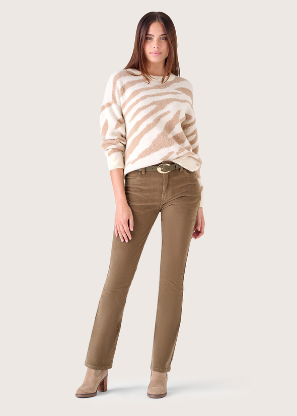 Pantalone Cindy in velluto di cotone VERDE CAPPER Donna null