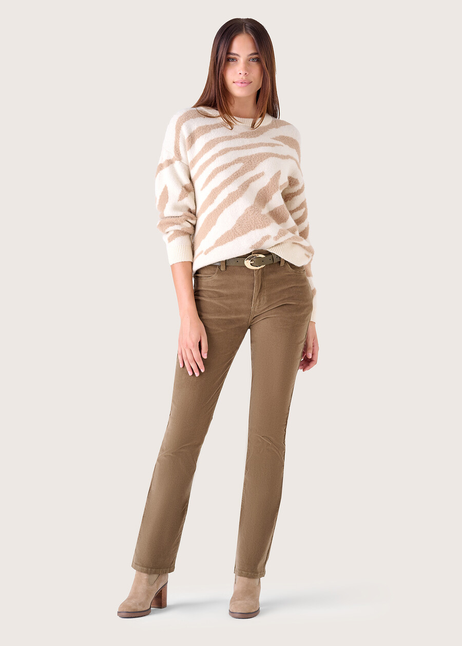 Pantalone Cindy in velluto di cotone VERDE CAPPERROSSO SYRAH Donna , immagine n. 1
