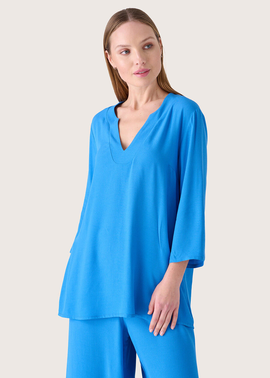 Blusa Cassy in viscosa ecovero BLU CARRIBEAN Donna , immagine n. 1