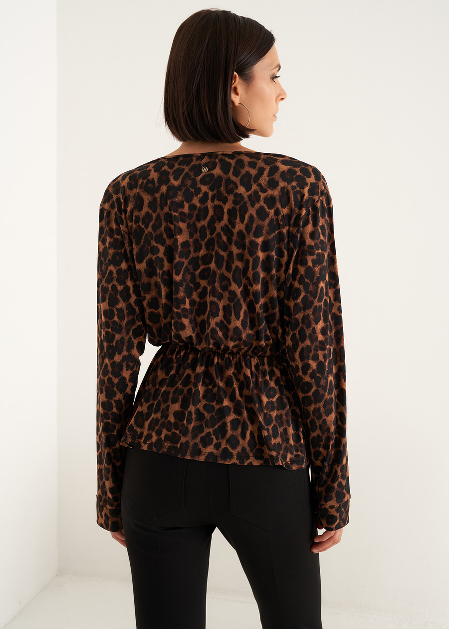 Scarlett wrap-effect printed T-shirt MARRONE CARAMELLO Woman , image number 3
