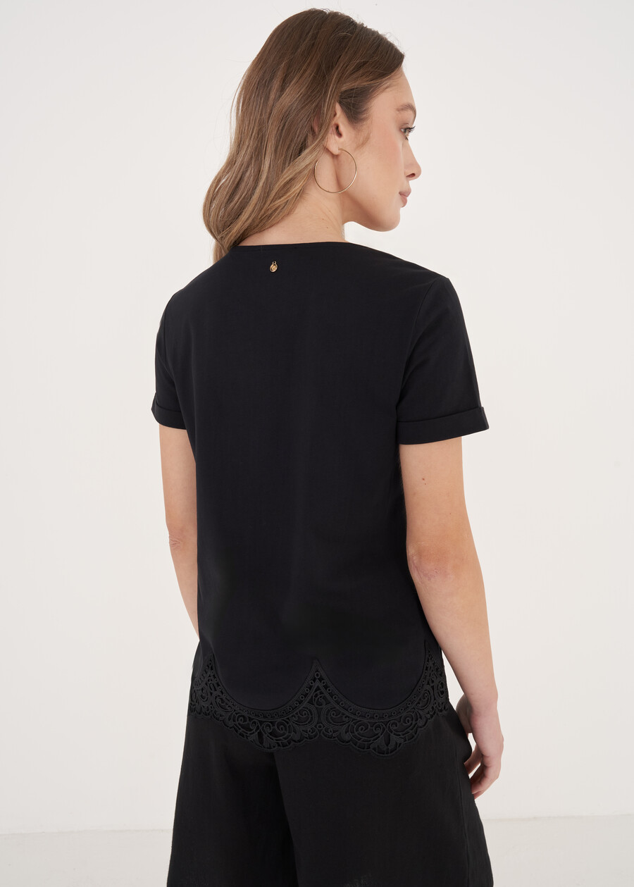 T-Shirt Silvy 100% Cotone BIANCO WHITENERO BLACK Donna , immagine n. 3