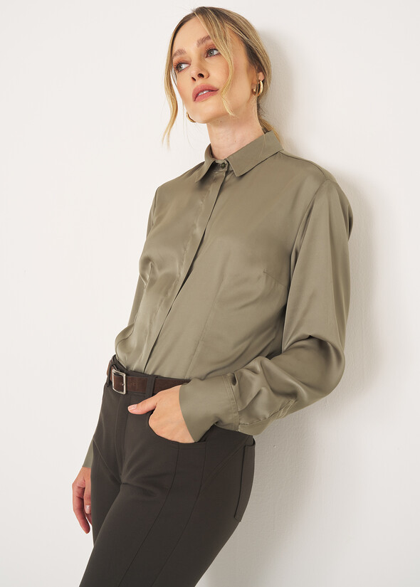Camicia Alessia-B in satin VERDE Donna null