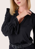 Blusa Sunset con polsini rouche NERO BLACK Donna immagine n. 3