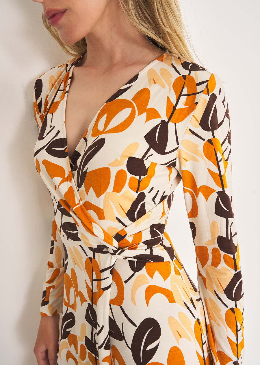 Amor leaf-print jersey dress GIALLO MOSTARDA Woman , image number 2