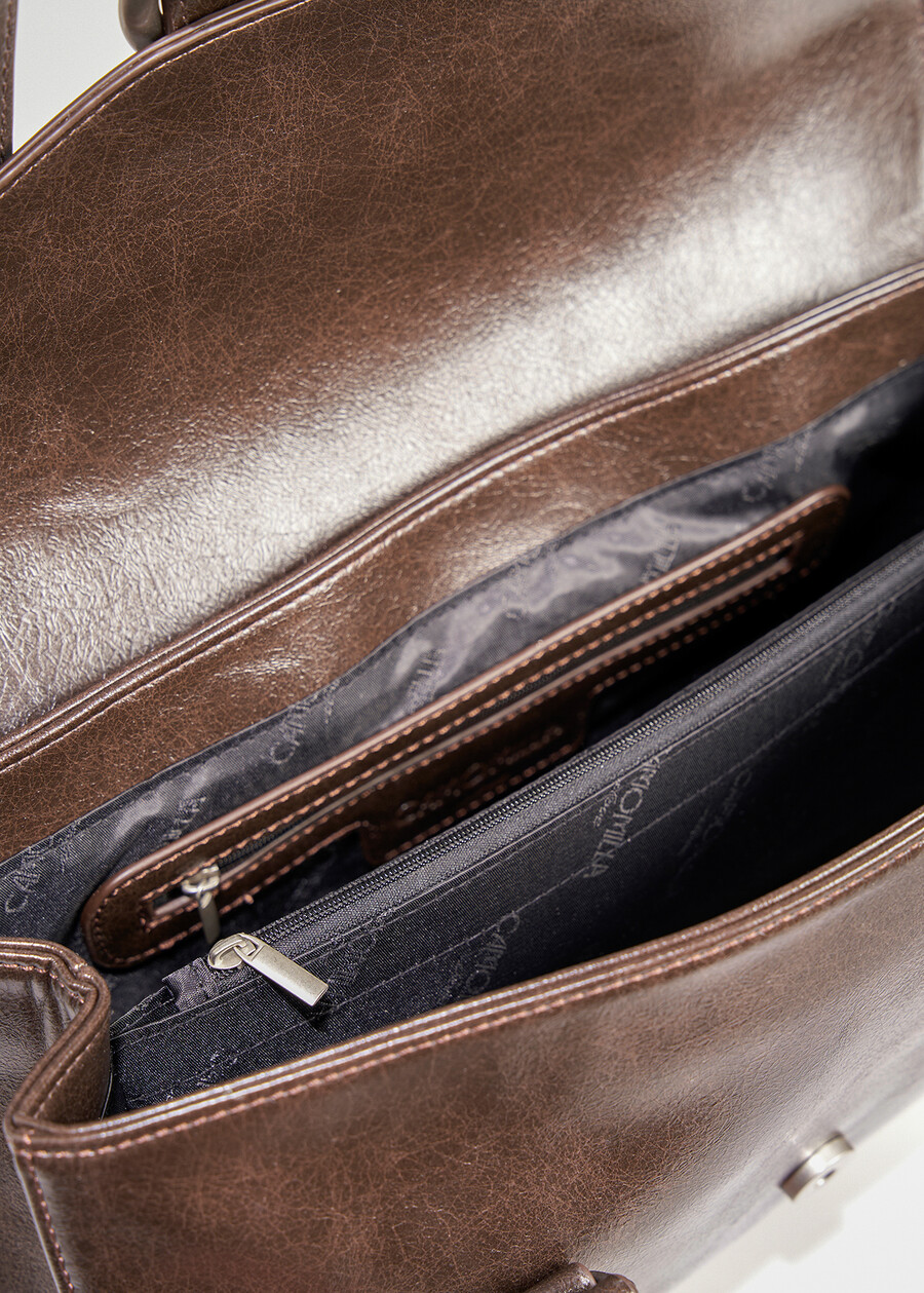 Barnaul crinkled faux leather duffle bag MARRONE CAFFE Woman , image number 4