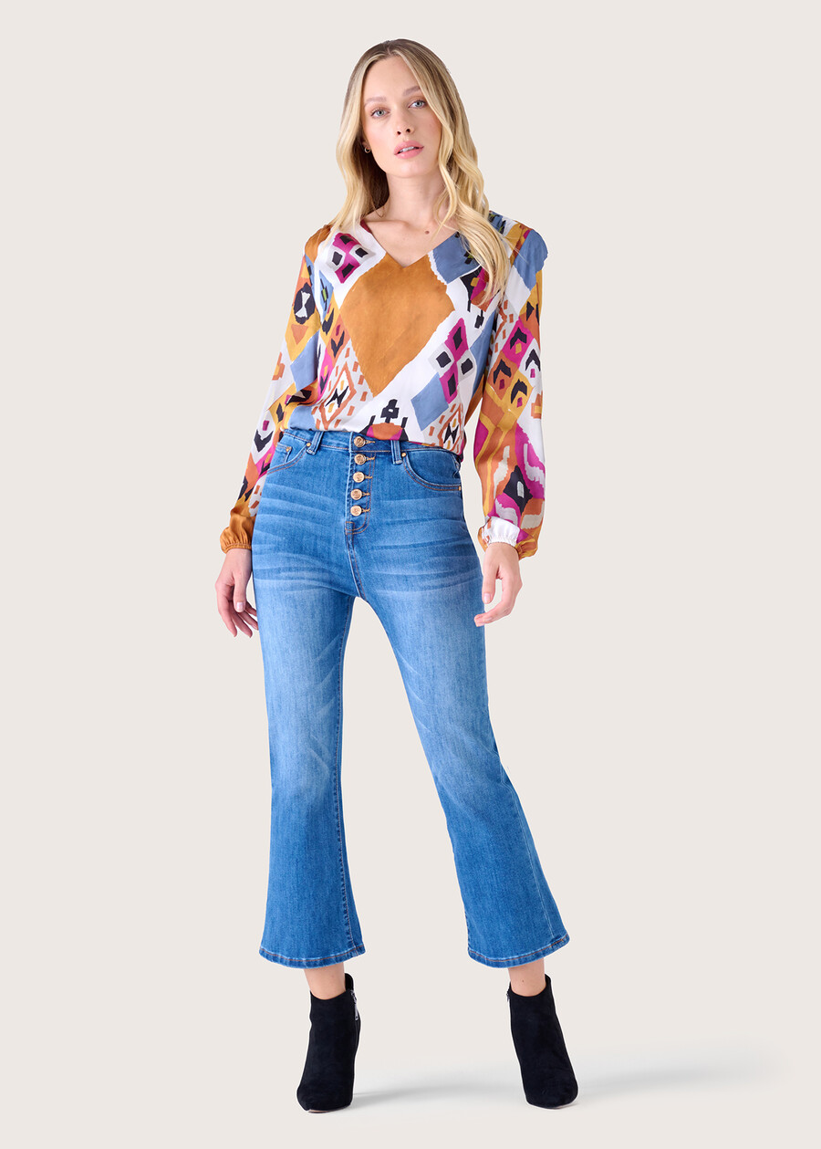 Jacque cotton denim trousers DENIM Woman , image number 1