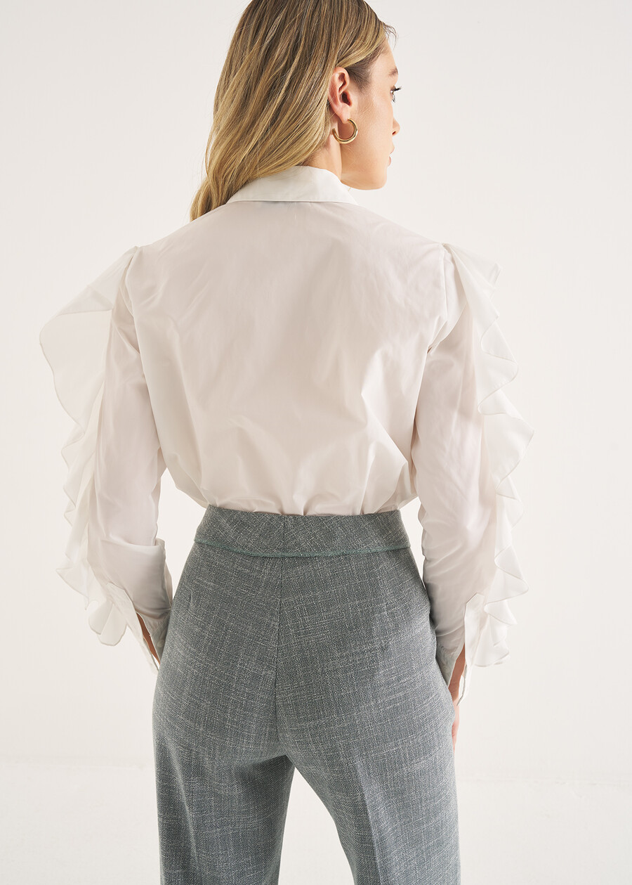 Camicia Carola in taffetà con rouches BIANCO WHITE Donna , immagine n. 4