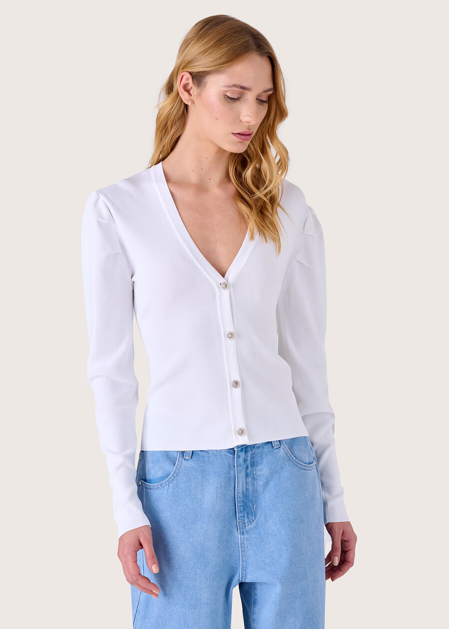 Clio cardigan with puff sleeves BIANCO OPTICAL Woman , image number 1