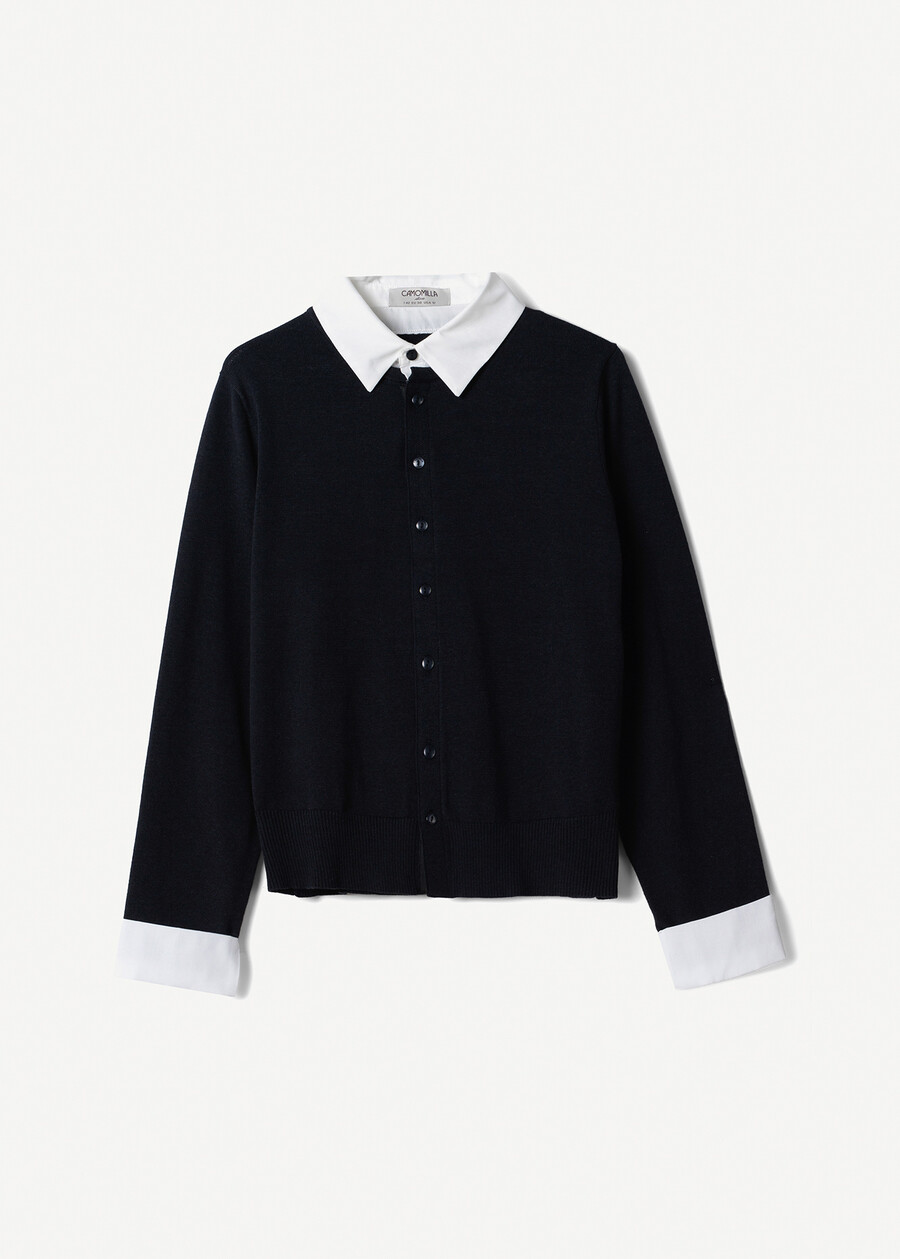 Cardigan Crazy con dettagli camicia BLUBIANCO WHITE Donna , immagine n. 5