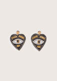 Graziella heart earrings NERO BLACK Woman image number 2