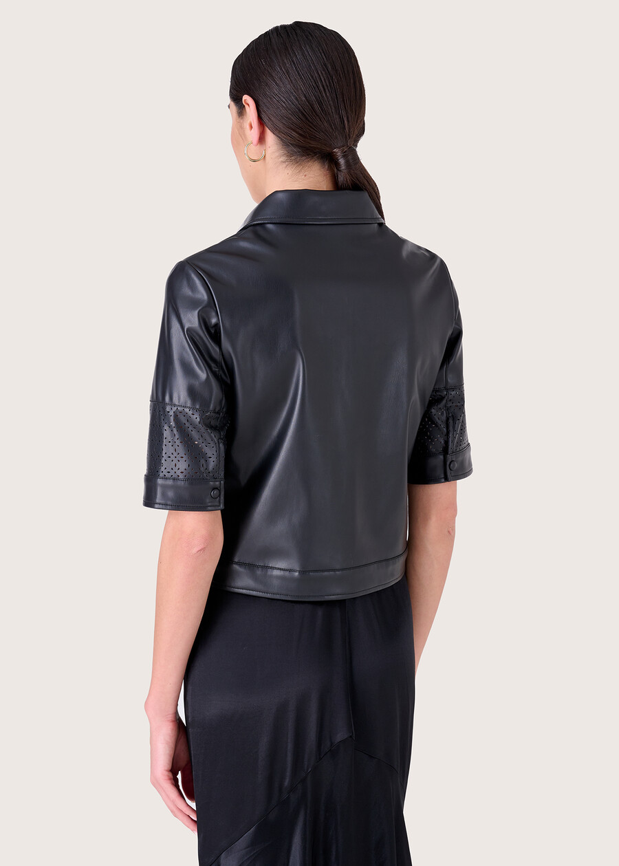Giubbino corto Griffin in ecopelle NERO Donna , immagine n. 3