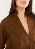 Claid cotton blouse with front pleat MARRONEBIANCO WHITE Woman image number 2