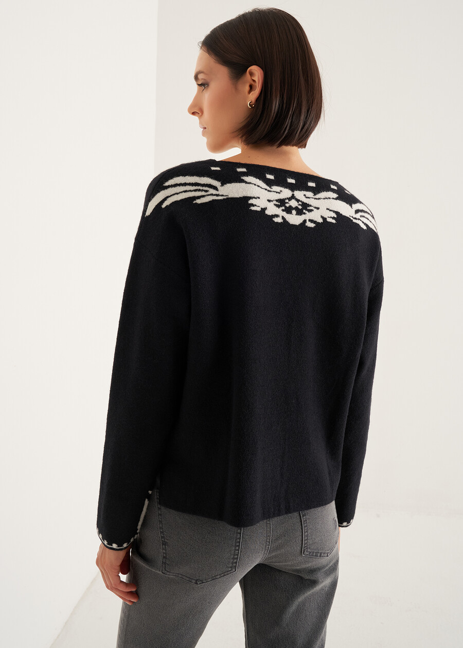 Maira sweater with contrast design NERO BLACK Woman , image number 4