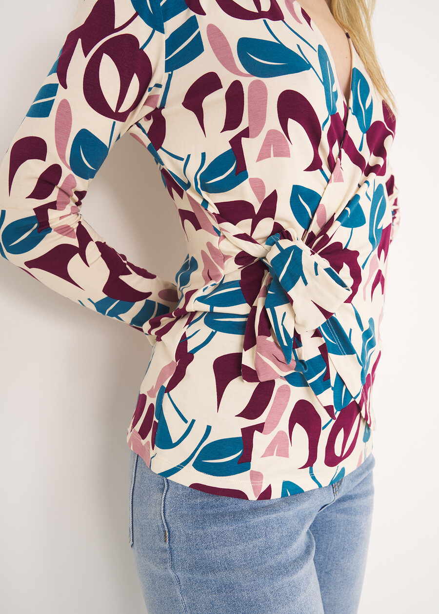 Sally wrap T-shirt BLUE TURCHESE Woman , image number 2