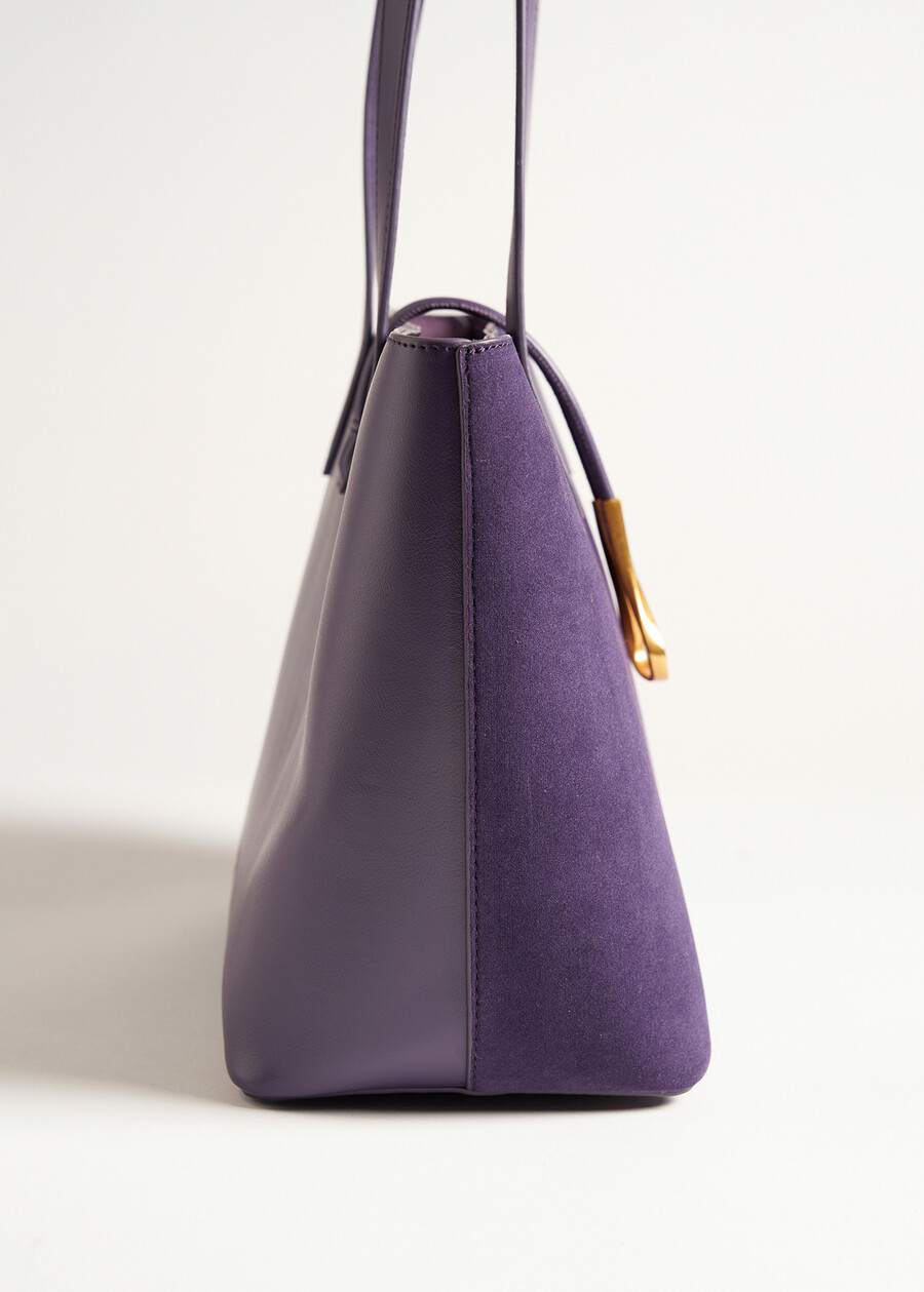 Betty faux leather and suede shopping bag NERO BLACKVIOLA PRUGNA Woman , image number 4