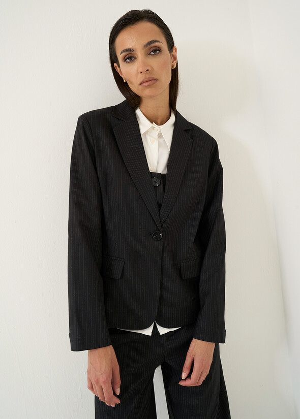 Blazer Gennyfer gessato monopetto NERO BLACK Donna null