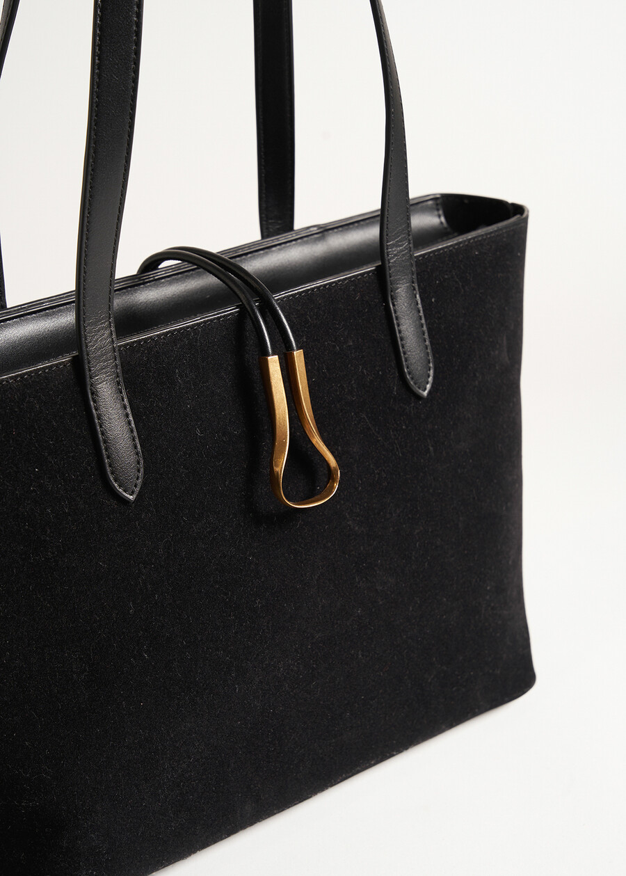 Shopping Betty in ecopelle e ecocamoscio NERO BLACKVIOLA PRUGNA Donna , immagine n. 2