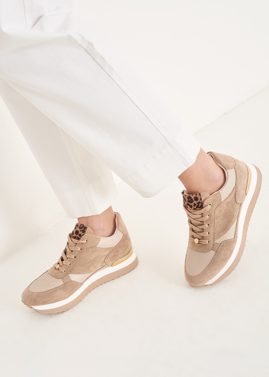 Sherly eco-suede sneakers BEIGE DOESKIN  Woman , image number 1