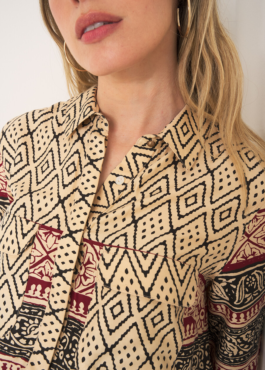 Cruise ethnic shirt BEIGE LATTE Woman , image number 2