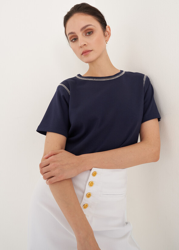T-shirt Stuzy Ricamo a Mano BLU Donna null