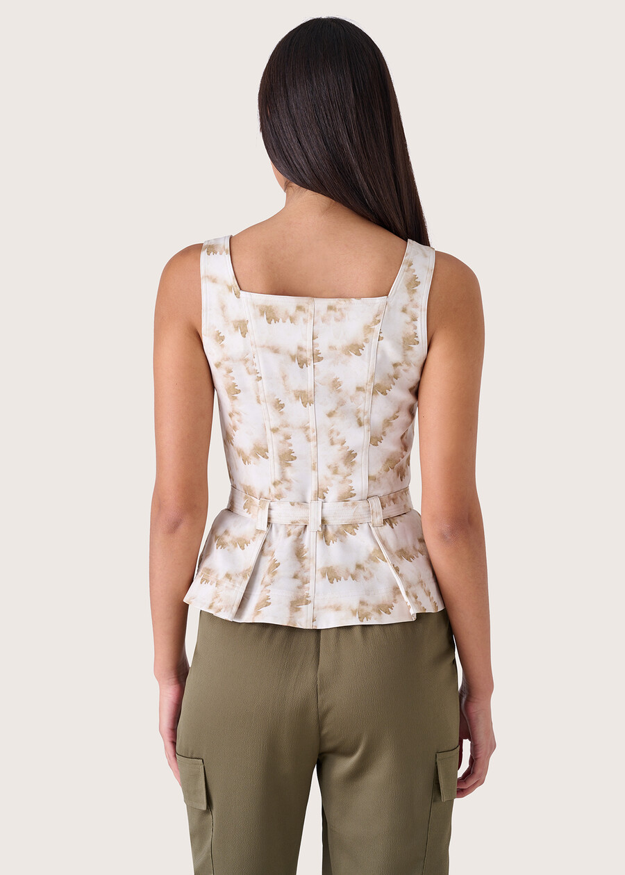 Ted squared neckline top BEIGE SAFARI Woman , image number 3