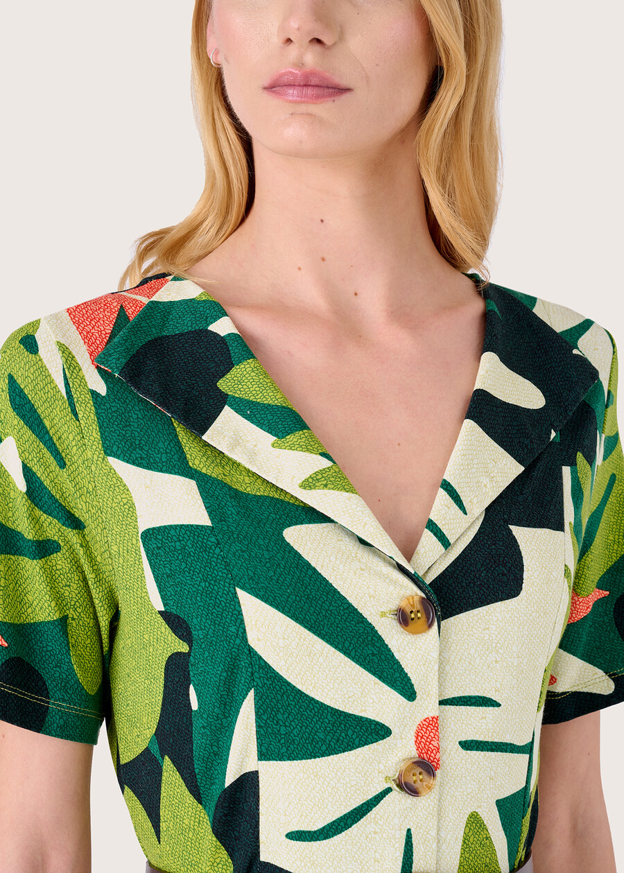 Amarcord dress in patterned jersey VERDE SALAD Woman , image number 2