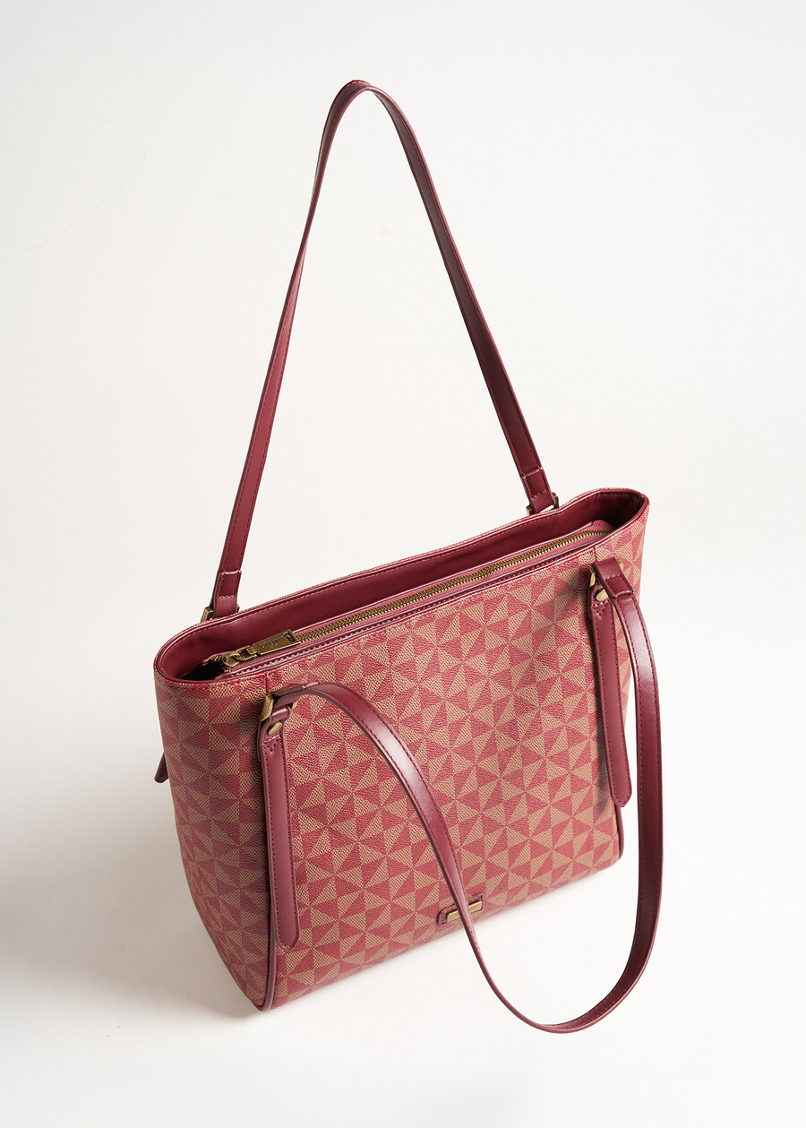 Bely geometric faux leather shopping bag ROSSO CHIANTI Woman , image number 3