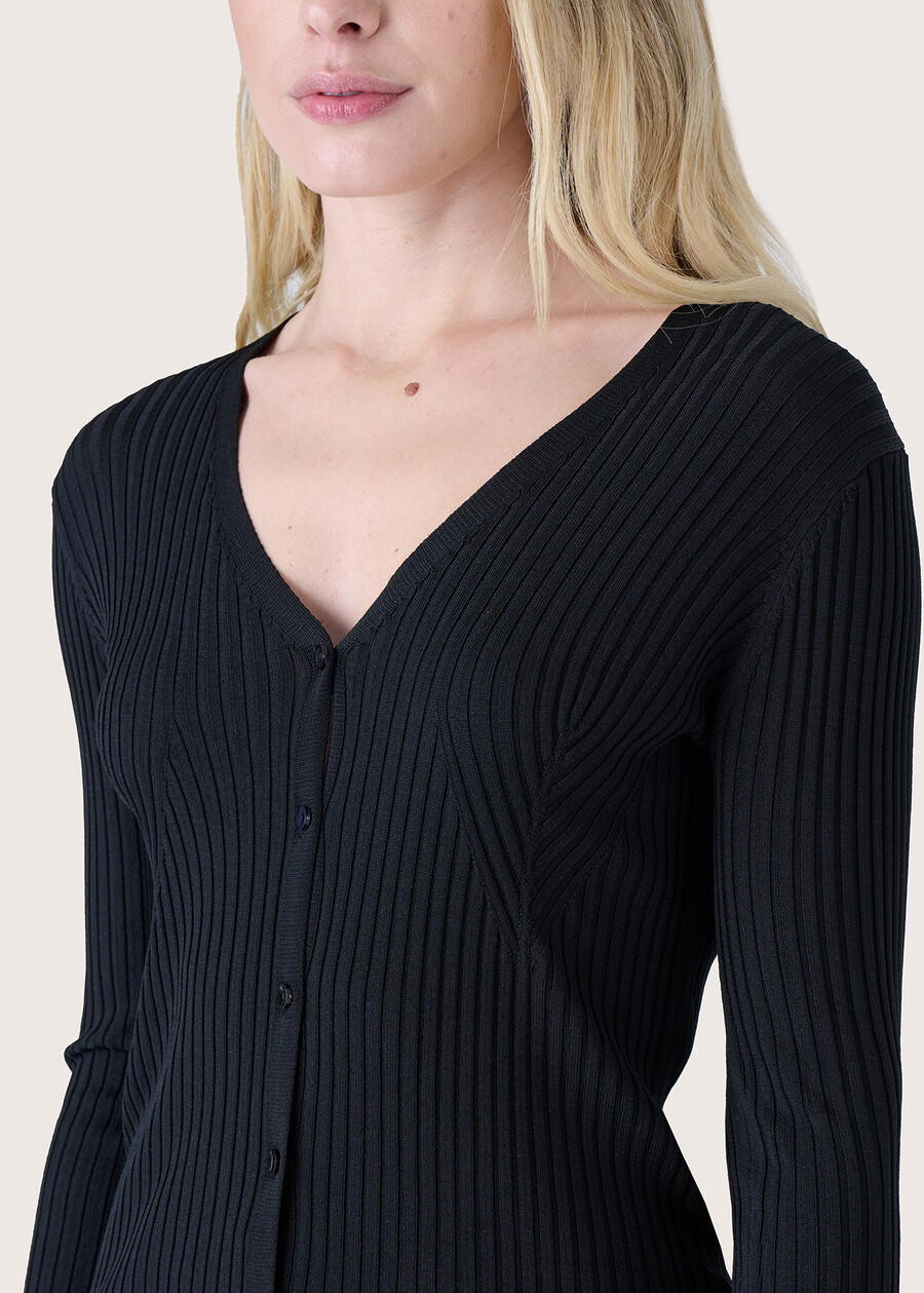 Charlize ribbed cardigan ROSA CANDYNERO BLACK Woman , image number 2