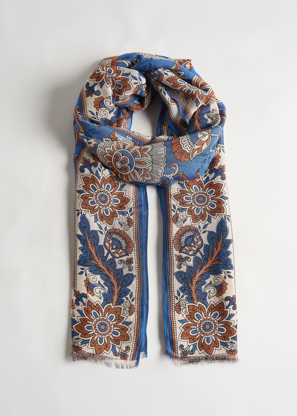 Sciarpa Saya con stampa fiori ramage BLU Donna null