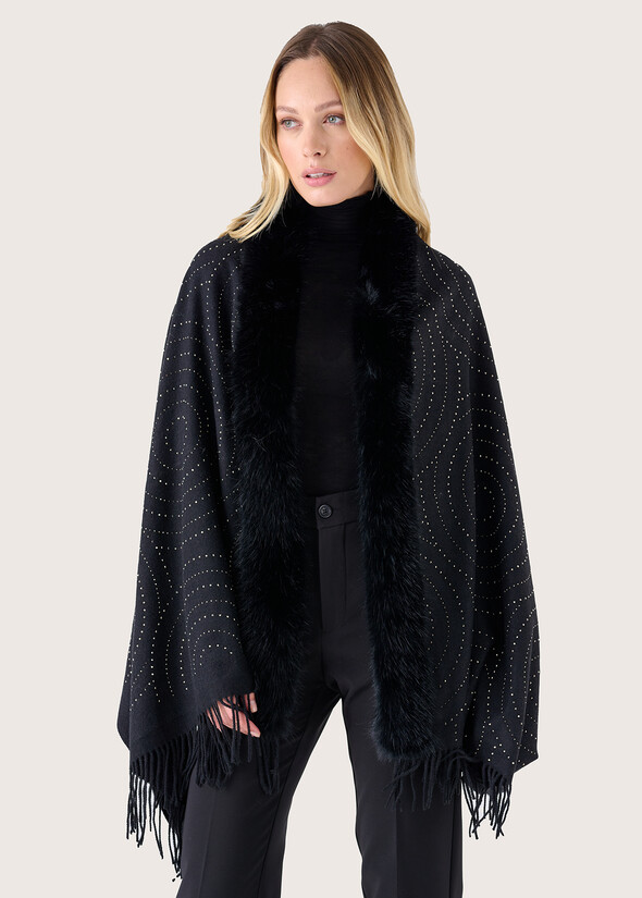 Mantella Mirra con collo in ecopelo NERO BLACK Donna null