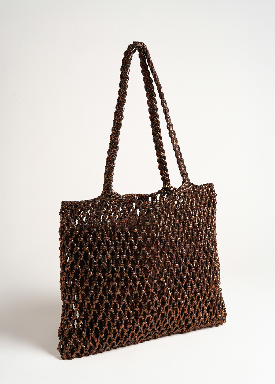 Shopping Barley in rete metallizzata NERO BLACKMARRONE BRONZE Donna , immagine n. 2
