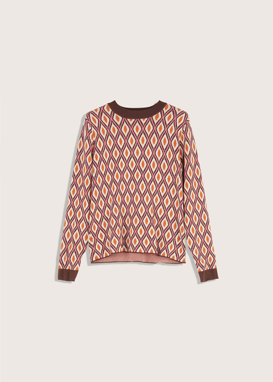 Melyna geometric pattern jersey MARRONE CASTAGNA Woman , image number 4