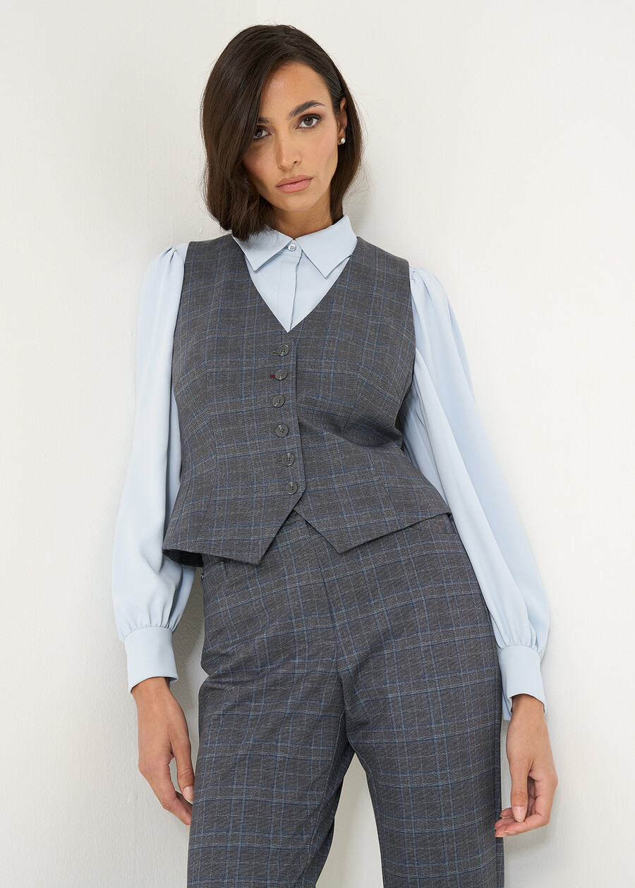 Archivio tailored check vest GRIGIO GREY Woman , image number 1