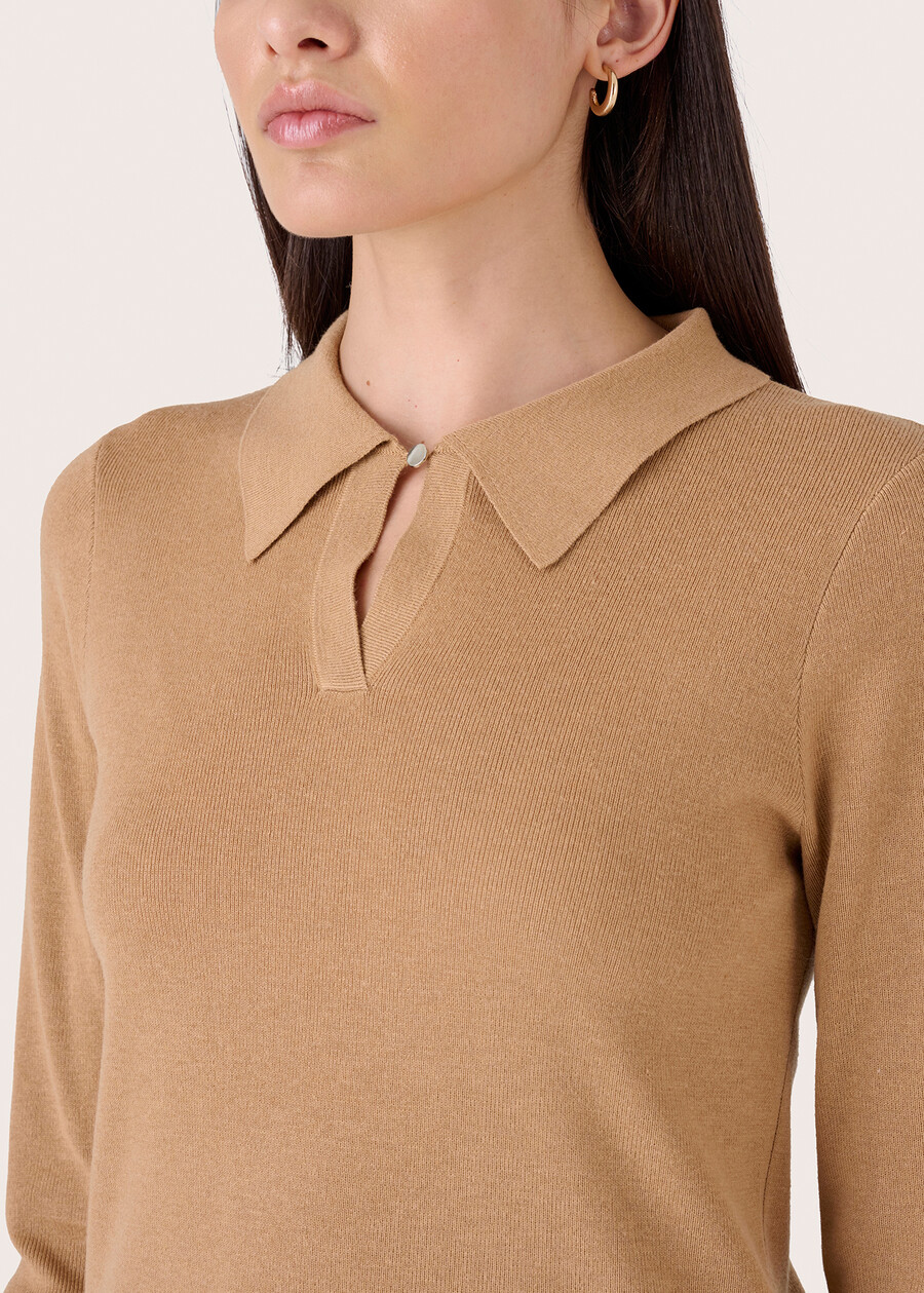 Maglia Maori con scollo a goccia BEIGE CAMMELLO Donna , immagine n. 2