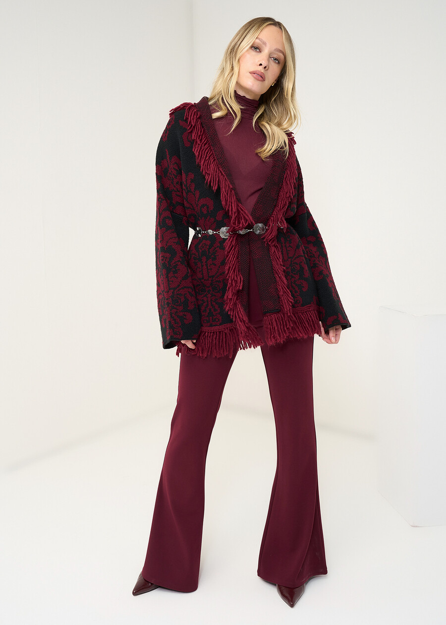 Cardigan Micaela jacquard con frange MARRONENERO Donna , immagine n. 6