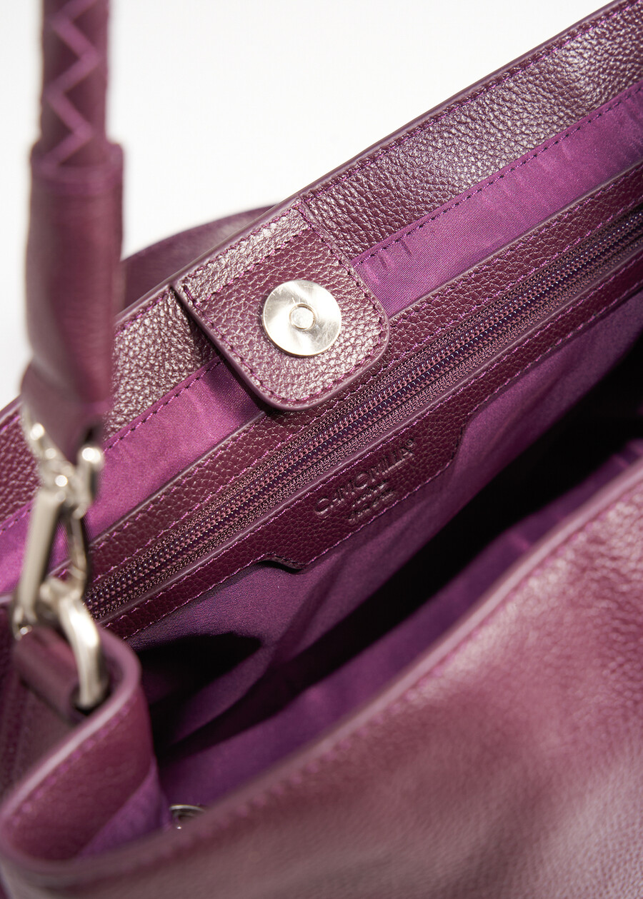 Badya 100% leather crossbody bag NERO BLACKVIOLA VINACCIA Woman , image number 4