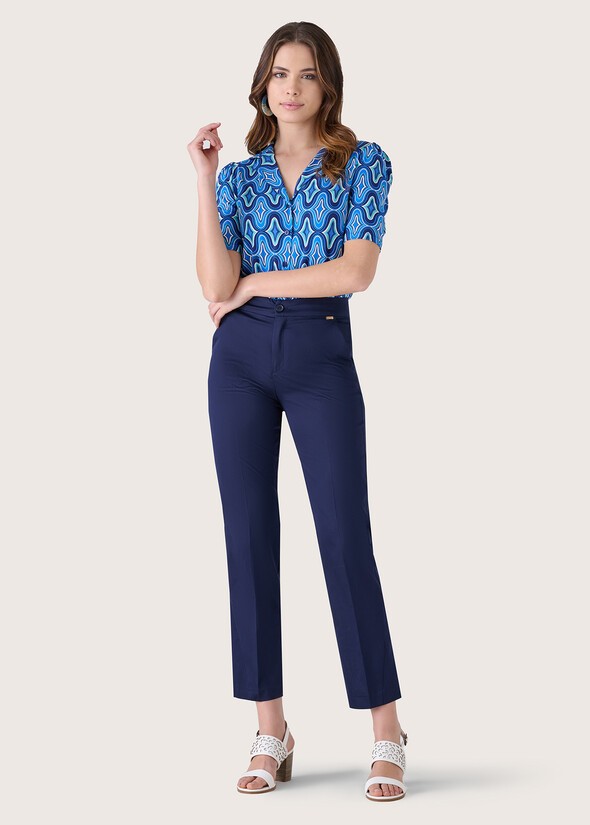 Jacqueline cotton blend trousers BLUE OLTREMARE  Woman null