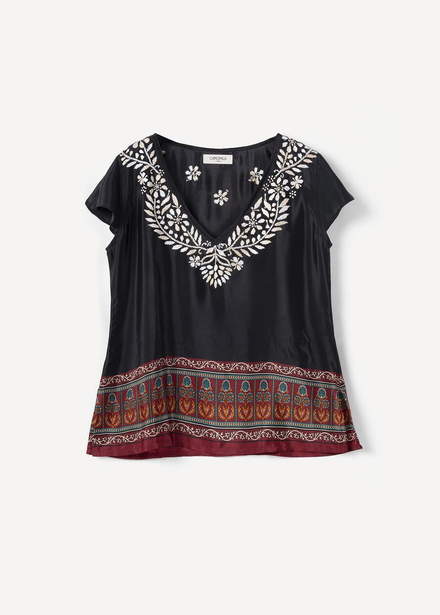 Bard Printed Blouse with Embroidery NERO BLACK Woman , image number 4